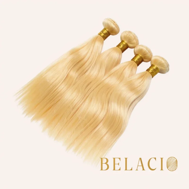 Belacio Straight Weft Hair Blonde #613 - Detalle cercano de textura y calidad del cabello 12A
