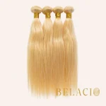 Belacio Straight Weft Hair Blonde #613 - Extensiones de cabello humano 100% natural, vista frontal completa