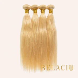 Belacio Straight Weft Hair Blonde #613 - Extensiones de cabello humano 100% natural, vista frontal completa