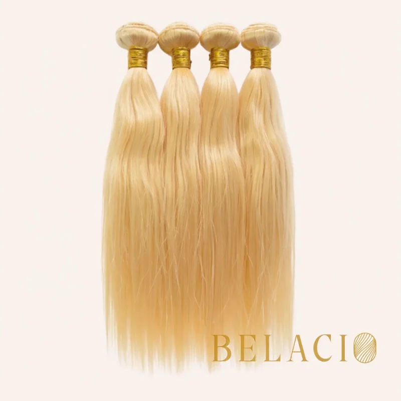 Belacio Straight Weft Hair Blonde #613 - Extensiones de cabello humano 100% natural, vista frontal completa